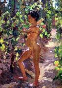 Carleton E.Watkins Study for Boys picking grapes at Capri oil on canvas